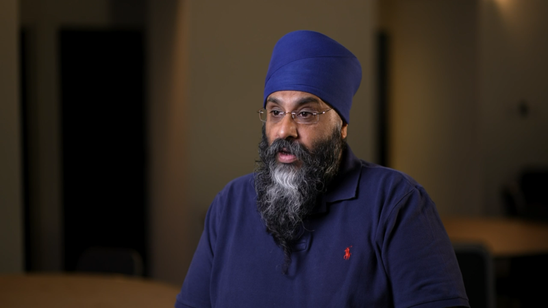 Mohinder Singh speaking to camera about the course